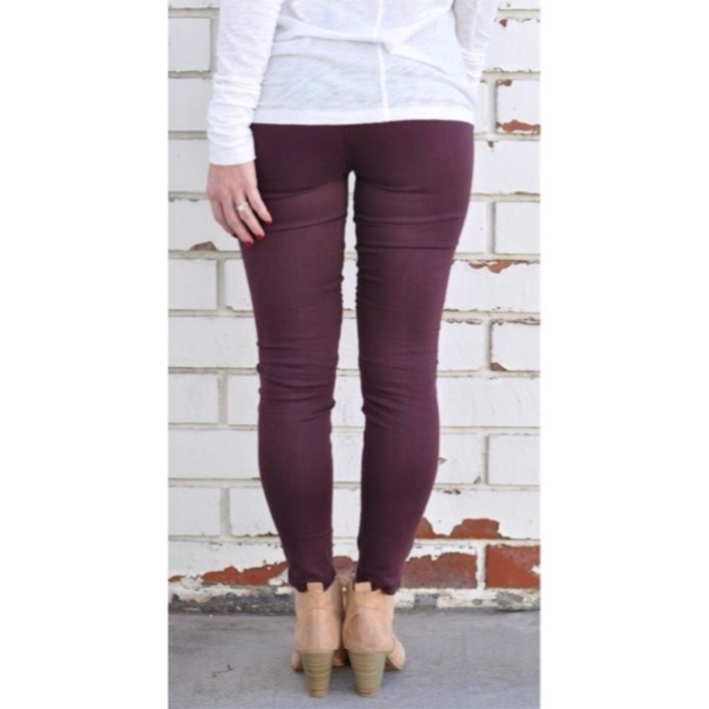 Burgundy Moto Biker Pant Legging S/M L/XL - Picture 2 of 6